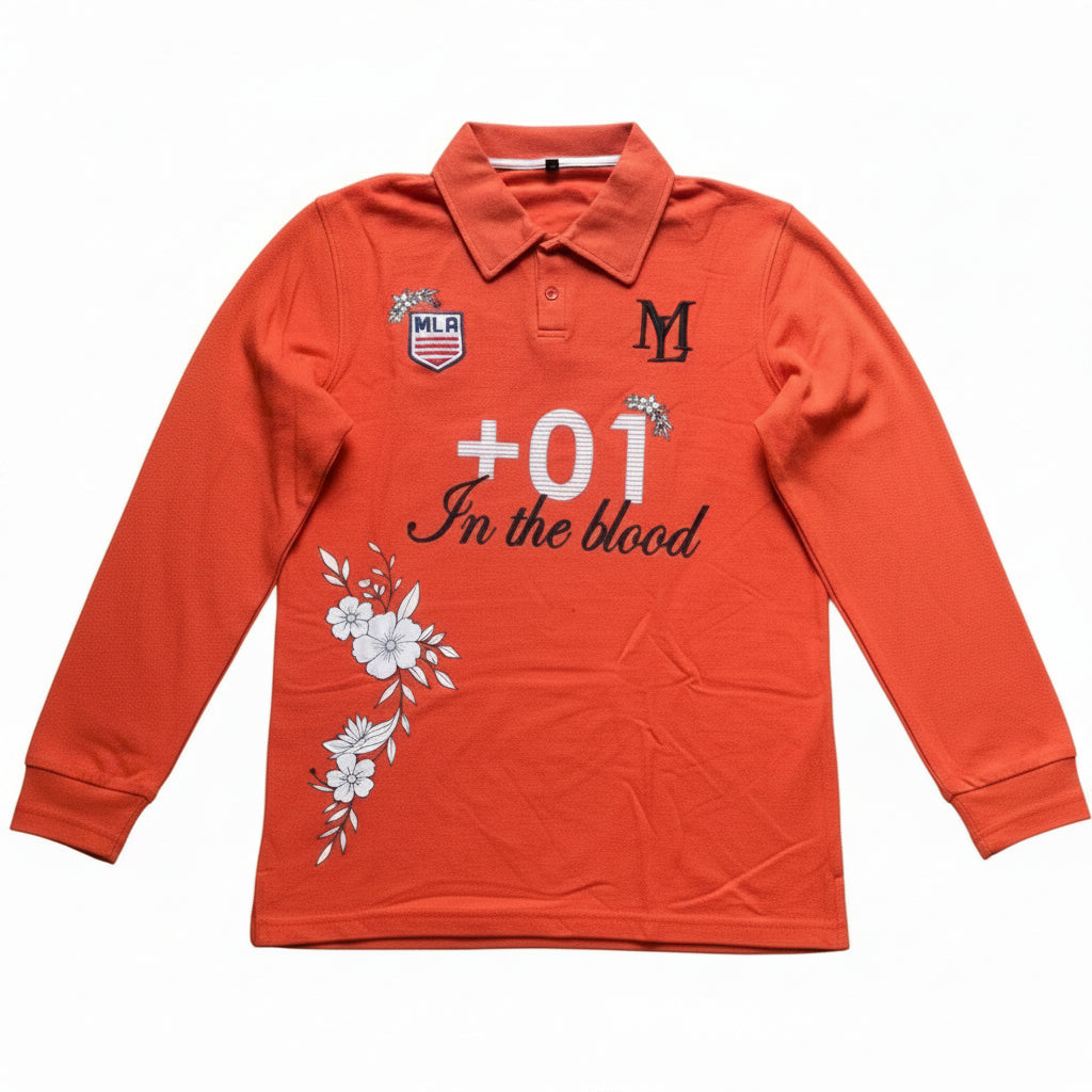 +1 Floral USA polo- Long sleeves