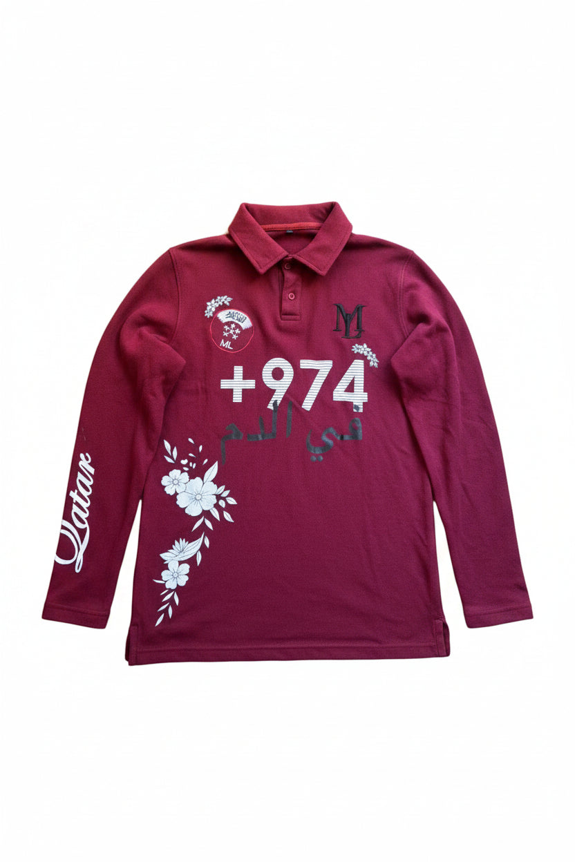 +974 Floral Qatar Polo - Long sleeves